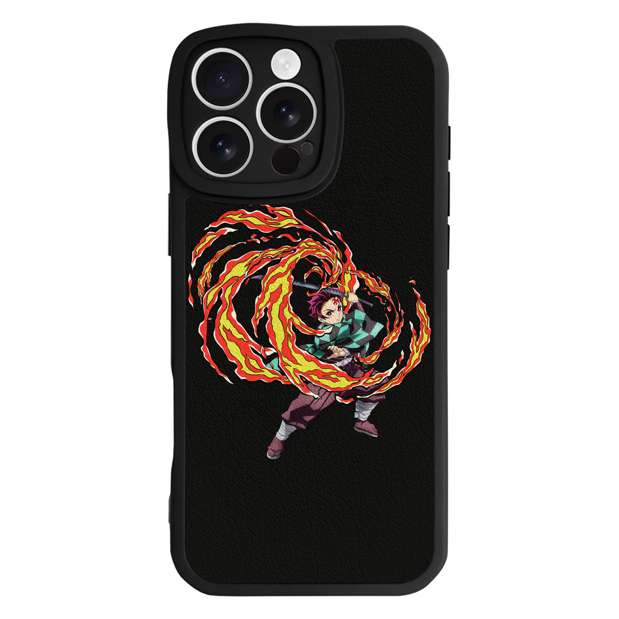 （画像用） 鬼滅の刃 竈門 炭治郎／かまど たんじろう Kamado Tanjirou 【iPhone 16シリーズ対応】シリコンスマホケース（レザー調） 材質：シリコン